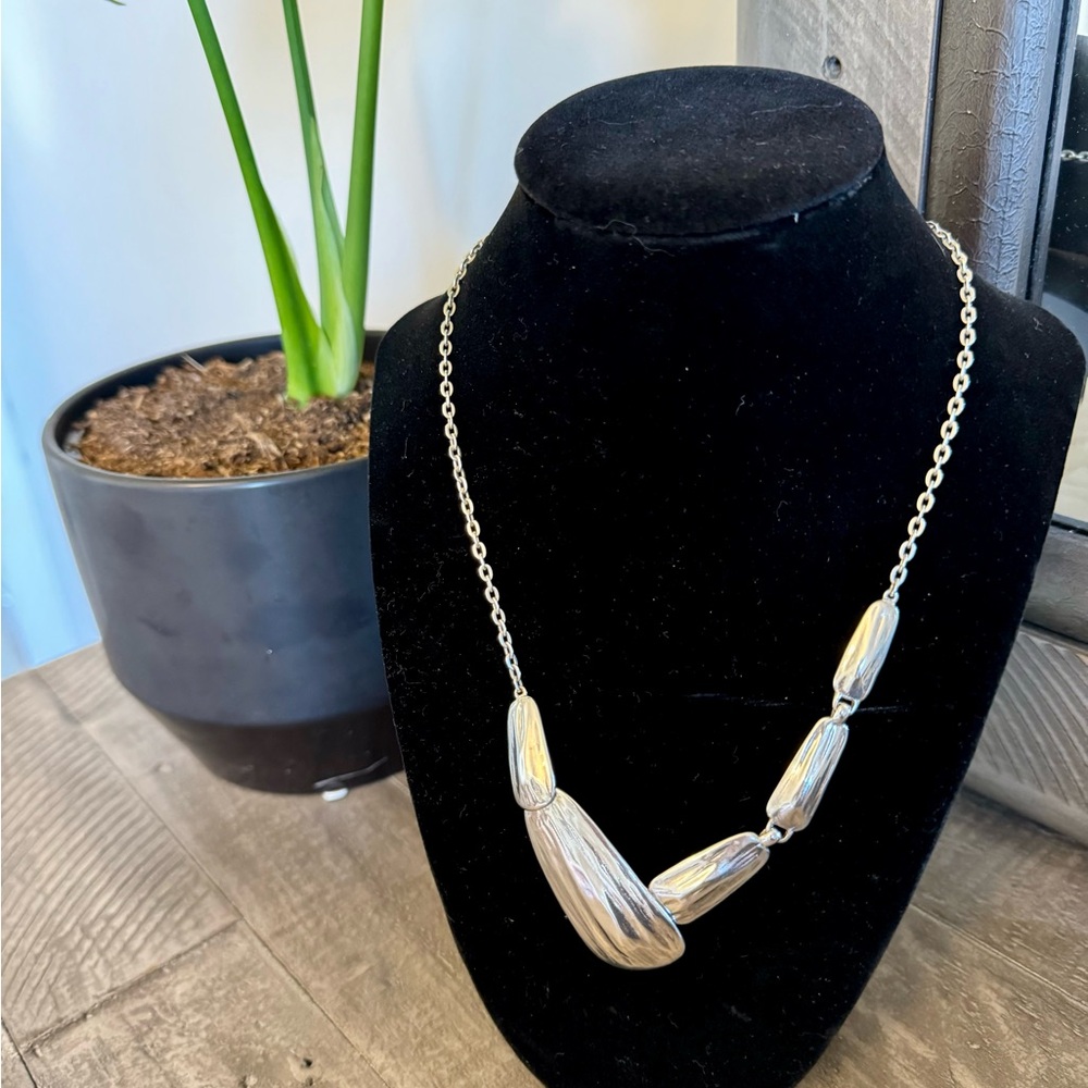 Elegant Asymmetrical Silver Necklace